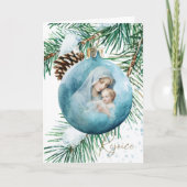 Moeder Maria Jezus Waterverf Kerst Feestdagen Kaart (Voorkant)
