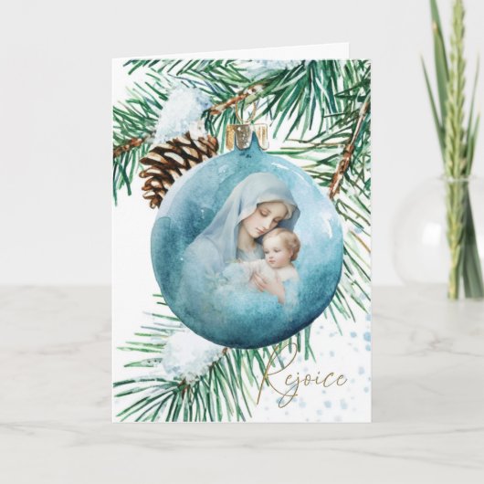 Moeder Maria Jezus Waterverf Kerst Feestdagen Kaart (Voorkant)