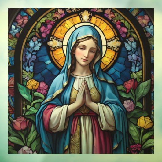 Moeder Maria Kleurrijk Glas in lood Maagd Maria Raamsticker (Vel 3)
