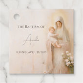 Moeder Maria met de doop van Baby Bedankjes Labels (Voorkant)