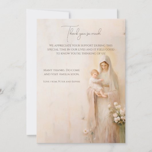 Moeder Maria met de doop van Baby Bedankkaart (Voorkant)