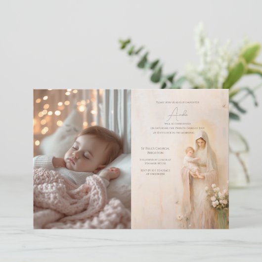Moeder Maria met de doop van Baby Kaart (Staand voorkant)
