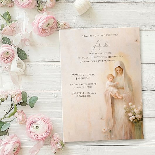 Moeder Maria met de doop van Baby Kaart