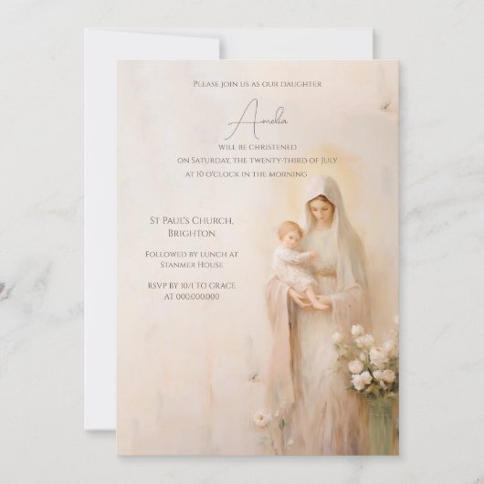 Moeder Maria met de doop van Baby Kaart (Voorkant)