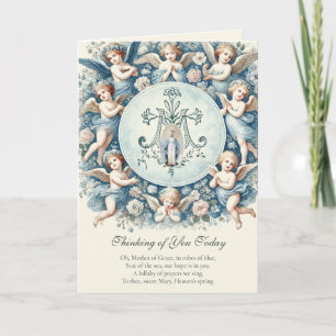 Moeder Maria met engelen Kaart