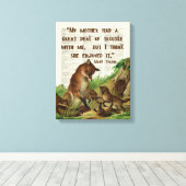 Moeder Mark Twain Fox Art Antiek Dictionary Pages Canvas Afdruk (Insitu (Houten vloer))