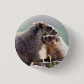 Moeder Marmot met Baby Ronde Button 3,2 Cm (Voorkant)
