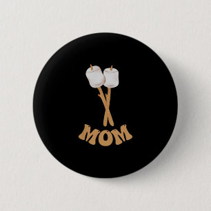 Moeder marshmallow blij kampeerder 1e verjaardag k ronde button 5,7 cm