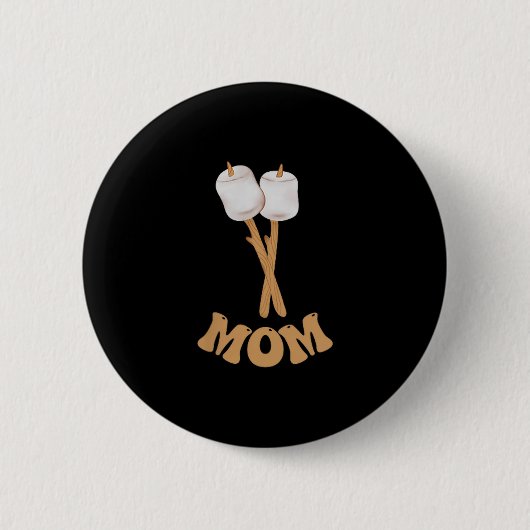 Moeder marshmallow blij kampeerder 1e verjaardag k ronde button 5,7 cm (Voorkant)