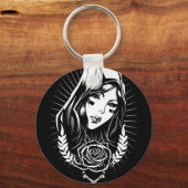 Moeder Mary Chicano Art Sleutelhanger (Voorkant)