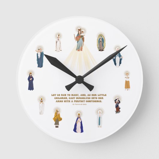 Moeder Mary Clock Ronde Klok (Voorkant)