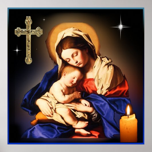 Moeder Mary en Baby Jesus Poster (Voorkant)