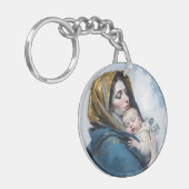 Moeder Mary en Baby Jesus Sleutelhanger (Voorkant Links)