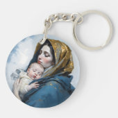 Moeder Mary en Baby Jesus Sleutelhanger (Achterkant)