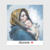 Moeder Mary en Baby Jesus Sticker (Vel)