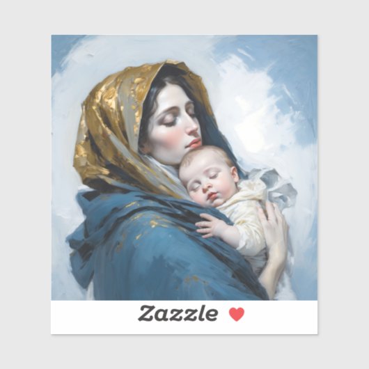 Moeder Mary en Baby Jesus Sticker (Vel)