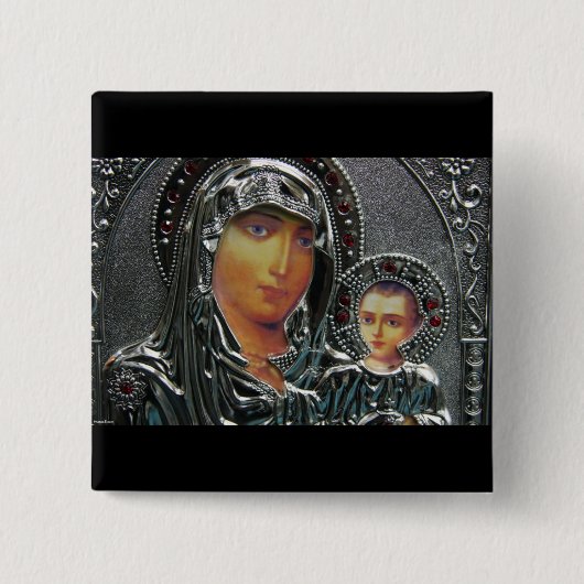 Moeder Mary en Baby Jesus Vierkante Button 5,1 Cm (Voorkant)