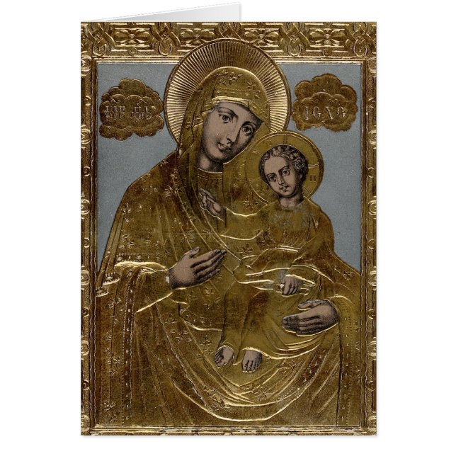 Moeder Mary en Christus Child Golden Lithograaf (Voorkant)