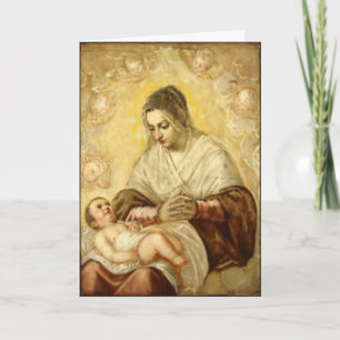 Moeder Mary en het Wenskaart van Jesus van het Feestdagen Kaart