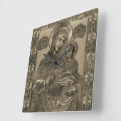 Moeder Mary en Jezus Christus Silver Gold Vierkante Klok (Hoek)