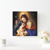 Moeder Mary en Jezus Vierkante Klok (Huis)