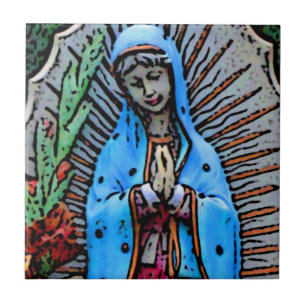 Moeder Mary Folk Art Style Tegeltje