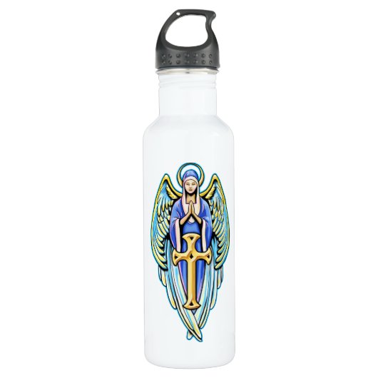 Moeder Mary Guardian Angel Cross Design Waterfles (Voorkant)