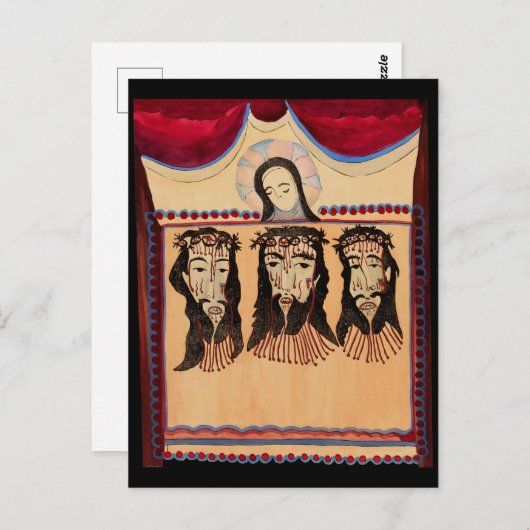 Moeder Mary Jezus Christus Thorn Kroonkunst Schild Briefkaart (Voorkant / Achterkant)