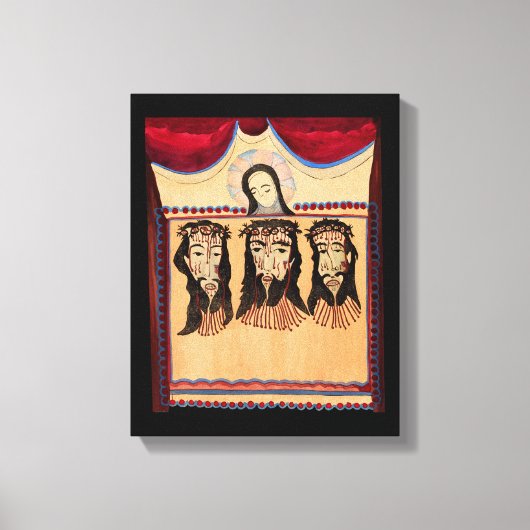 Moeder Mary Jezus Christus Thorn Kroonkunst Schild Canvas Afdruk (Voorkant)