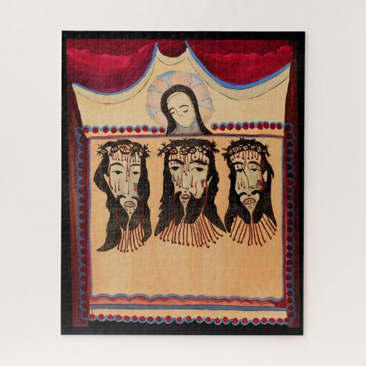 Moeder Mary Jezus Christus Thorn Kroonkunst Schild Legpuzzel (Verticaal)