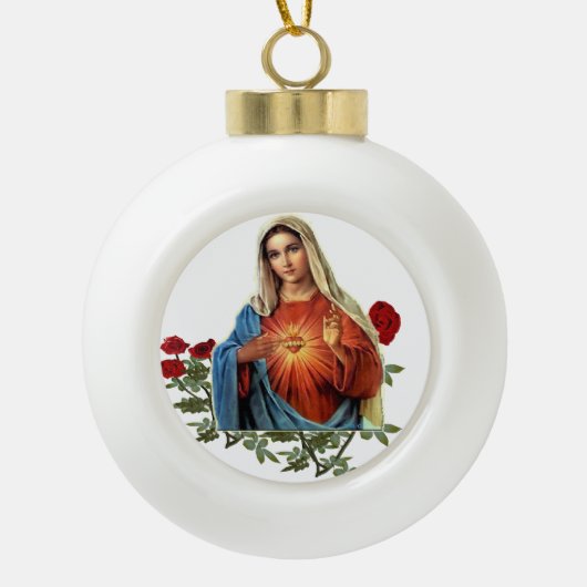 Moeder Mary Keramische Bal Ornament (Voorkant)