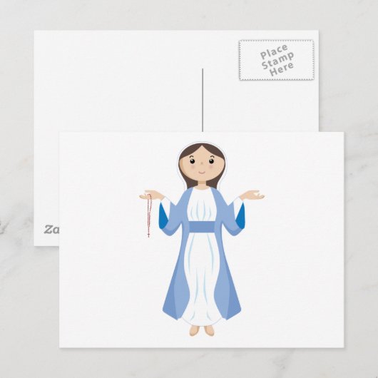 Moeder Mary met Rosary Briefkaart (Voorkant / Achterkant)