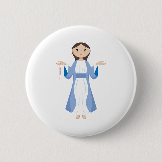 Moeder Mary met Rosary Ronde Button 5,7 Cm (Voorkant)