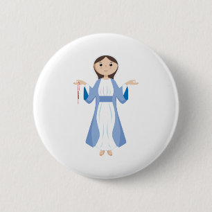 Moeder Mary met Rosary Ronde Button 5,7 Cm