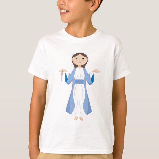 Moeder Mary met Rosary T-shirt (Voorkant)
