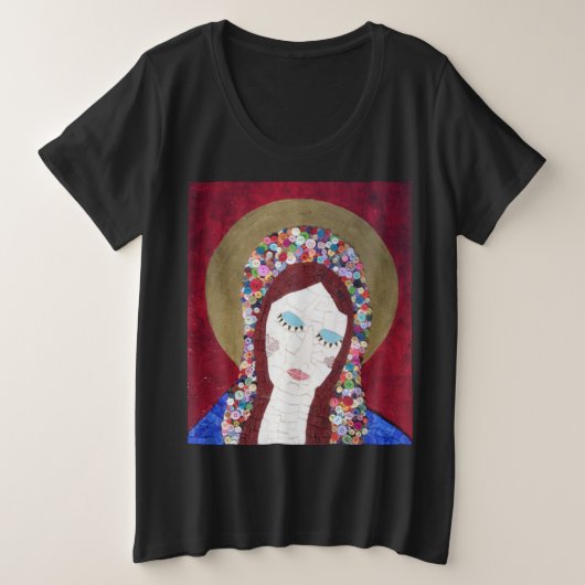 Moeder Mary Plus Grootte T-shirt op zwart (Design voorkant)