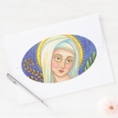 Moeder Mary Portrait CLASSIC OVAL STICKERS Blad (Envelop)