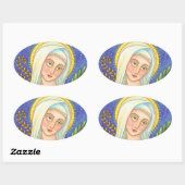 Moeder Mary Portrait CLASSIC OVAL STICKERS Blad (Vel)