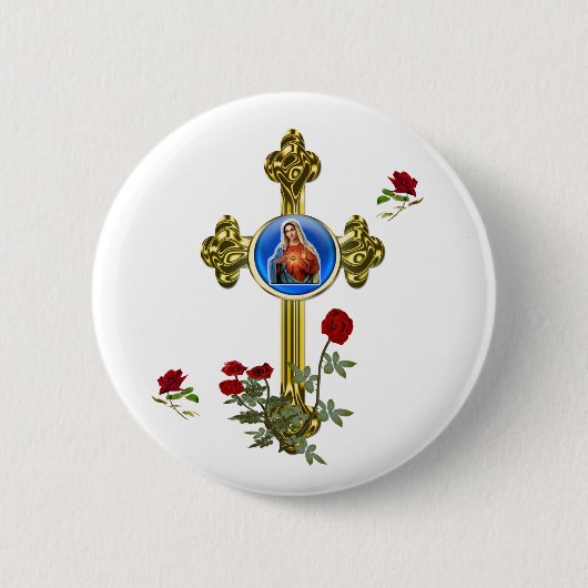 Moeder Mary Ronde Button 5,7 Cm (Voorkant)