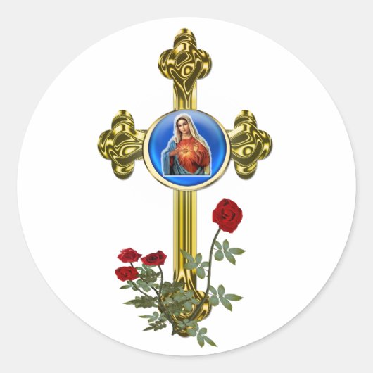 Moeder Mary Ronde Sticker (Voorkant)
