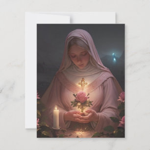 Moeder Mary Roze Rose Kerstmis Kaart