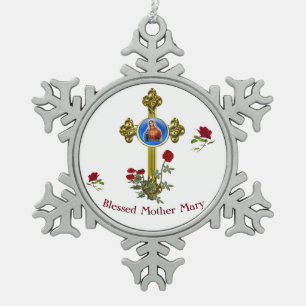 Moeder Mary Tin Sneeuwvlok Ornament