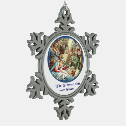 moeder Mary Tin Sneeuwvlok Ornament (Links)