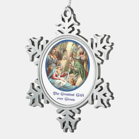 moeder Mary Tin Sneeuwvlok Ornament (Rechts)