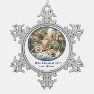 moeder Mary Tin Sneeuwvlok Ornament