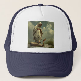 Moeder Mary traint op de Snake Trucker Hat Pet