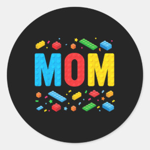Moeder Master Bouwer Bouwstenen Blokken Familie M Ronde Sticker