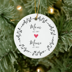 Moeder   Meme Jaar Opricht. Hart Keramische Kerstb Keramisch Ornament