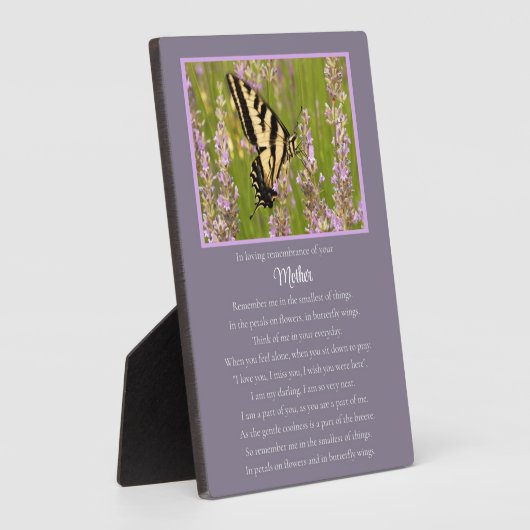 Moeder Memorial met Butterfly en Spiritueel gedich Fotoplaat (Zijkant)
