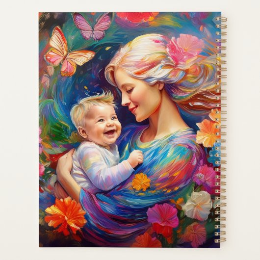 Moeder met Baby Boy Kleurrijke Schilderij Planner (Achterkant)